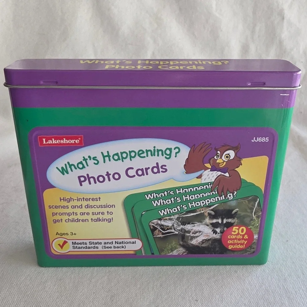Lakeshore Learning Whats Happening Photo Cards JJ685 Speech Therapy Language Tin
